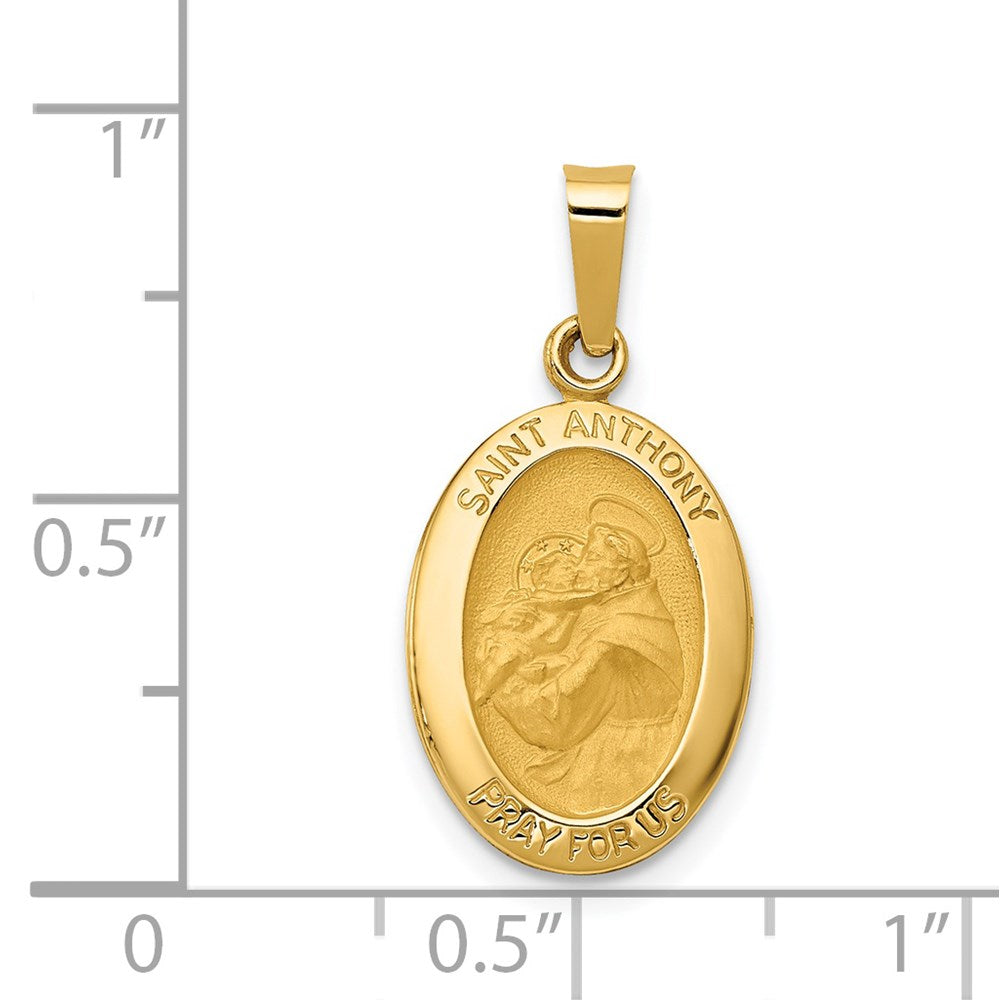 FJC Finejewelers 14 kt Yellow Gold Polished and Satin St. Anthony Medal Hollow Charm 23 x 11 mm