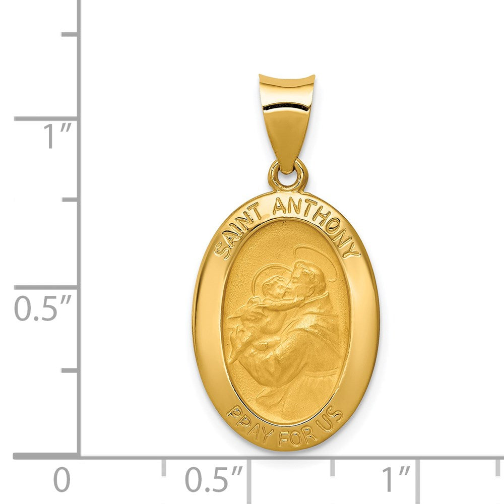 FJC Finejewelers 14 kt Yellow Gold Polished and Satin St. Anthony Medal Hollow Charm 29 x 14 mm