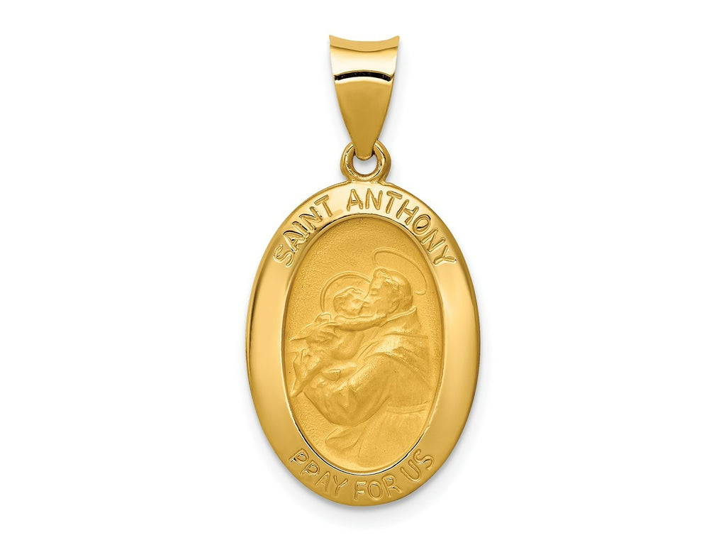 FJC Finejewelers 14 kt Yellow Gold Polished and Satin St. Anthony Medal Hollow Charm 29 x 14 mm
