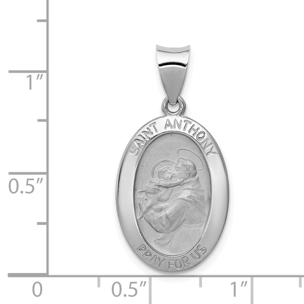 FJC Finejewelers 14 kt White Gold Polished Satin Saint Anthony Medal Hollow Charm 29 mm x 14 mm