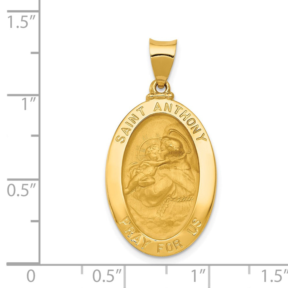 FJC Finejewelers 14 kt Yellow Gold Polished and Satin St. Anthony Medal Hollow Charm 33 x 17 mm