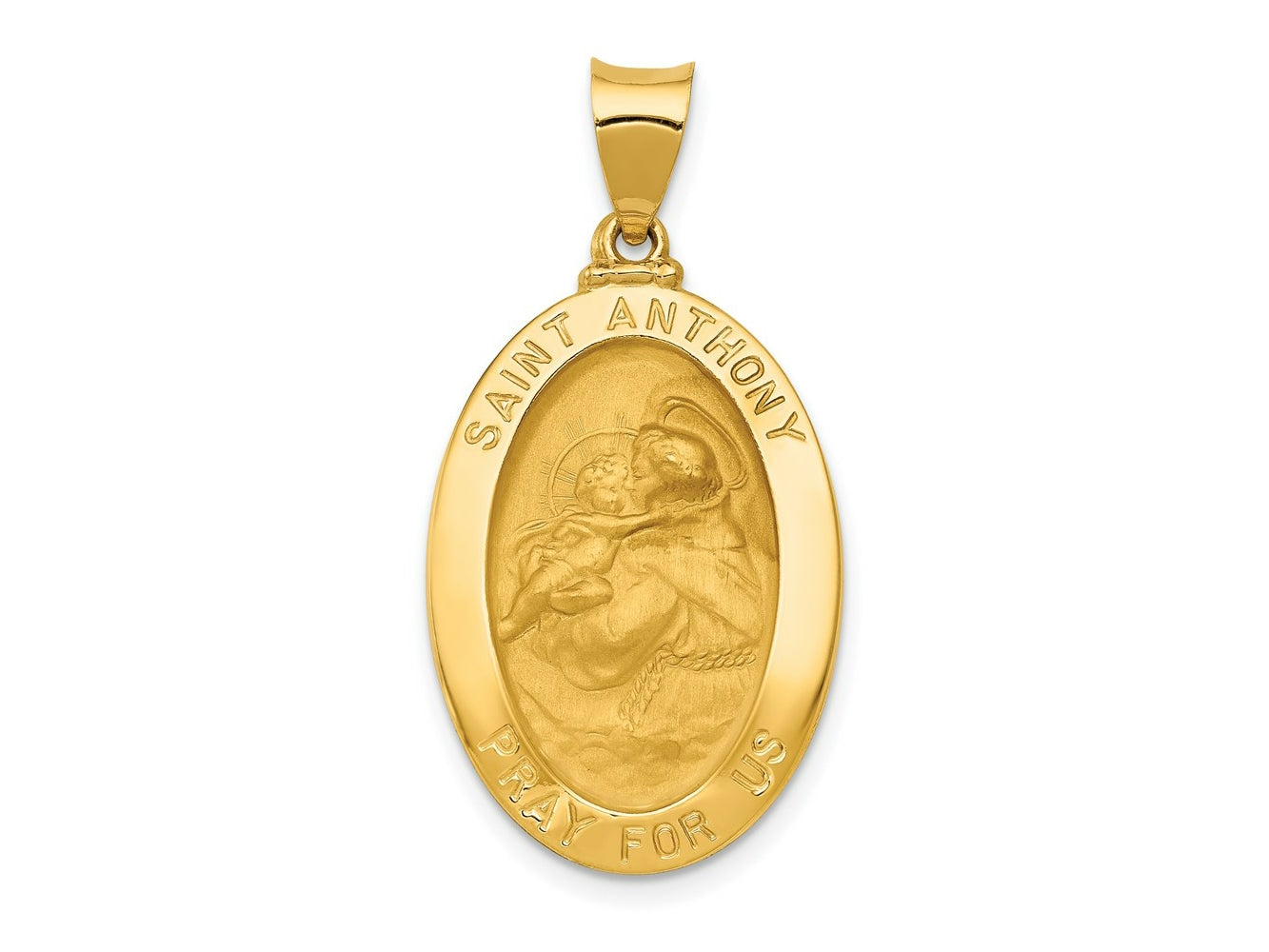 FJC Finejewelers 14 kt Yellow Gold Polished and Satin St. Anthony Medal Hollow Charm 33 x 17 mm