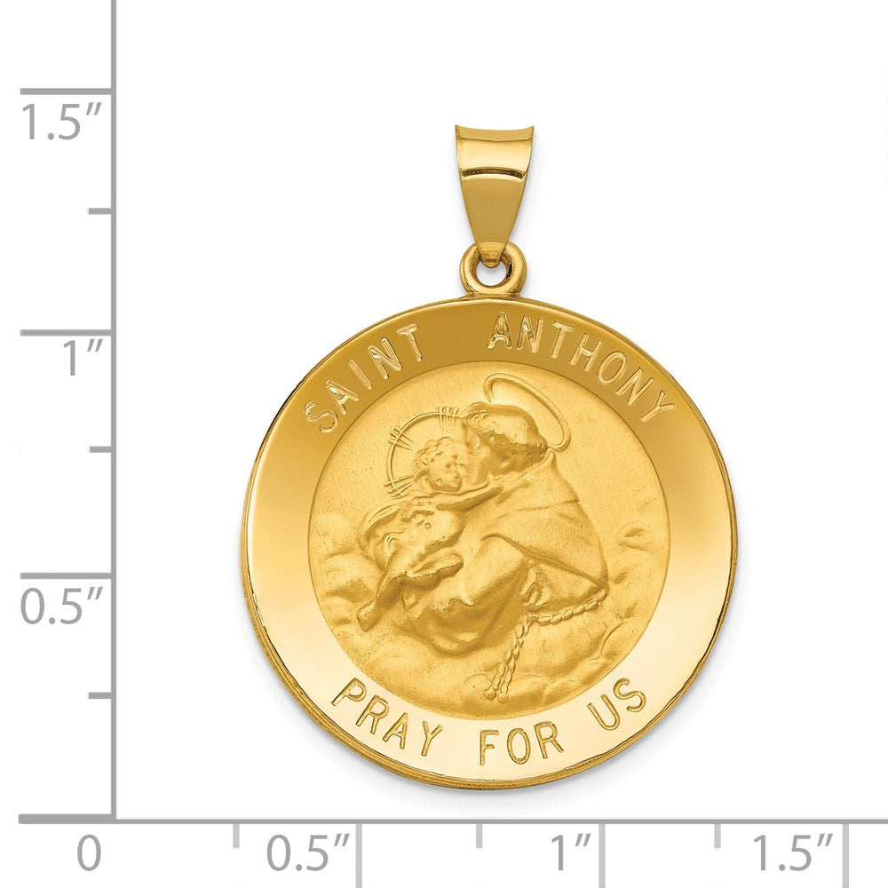FJC Finejewelers 14 kt Yellow Gold Polished and Satin St. Anthony Medal Hollow Charm 35 x 25 mm