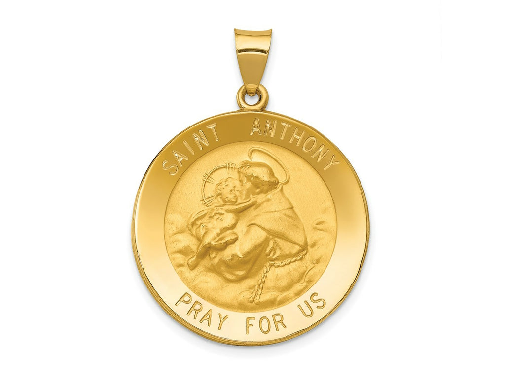 FJC Finejewelers 14 kt Yellow Gold Polished and Satin St. Anthony Medal Hollow Charm 35 x 25 mm