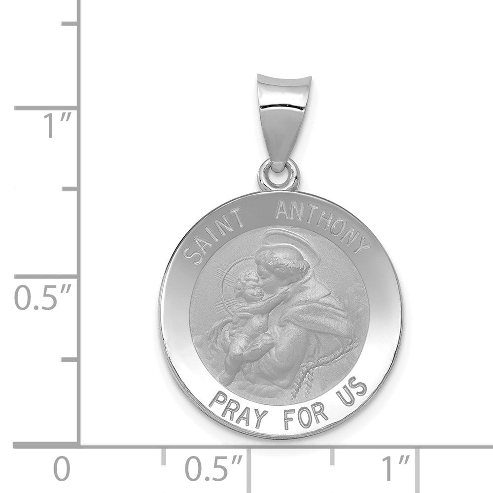 FJC Finejewelers 14 kt White Gold Polished/Satin Saint Anthony Medal Hollow Charm 28 mm x 19 mm