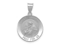 FJC Finejewelers 14 kt White Gold Polished/Satin Saint Anthony Medal Hollow Charm 28 mm x 19 mm
