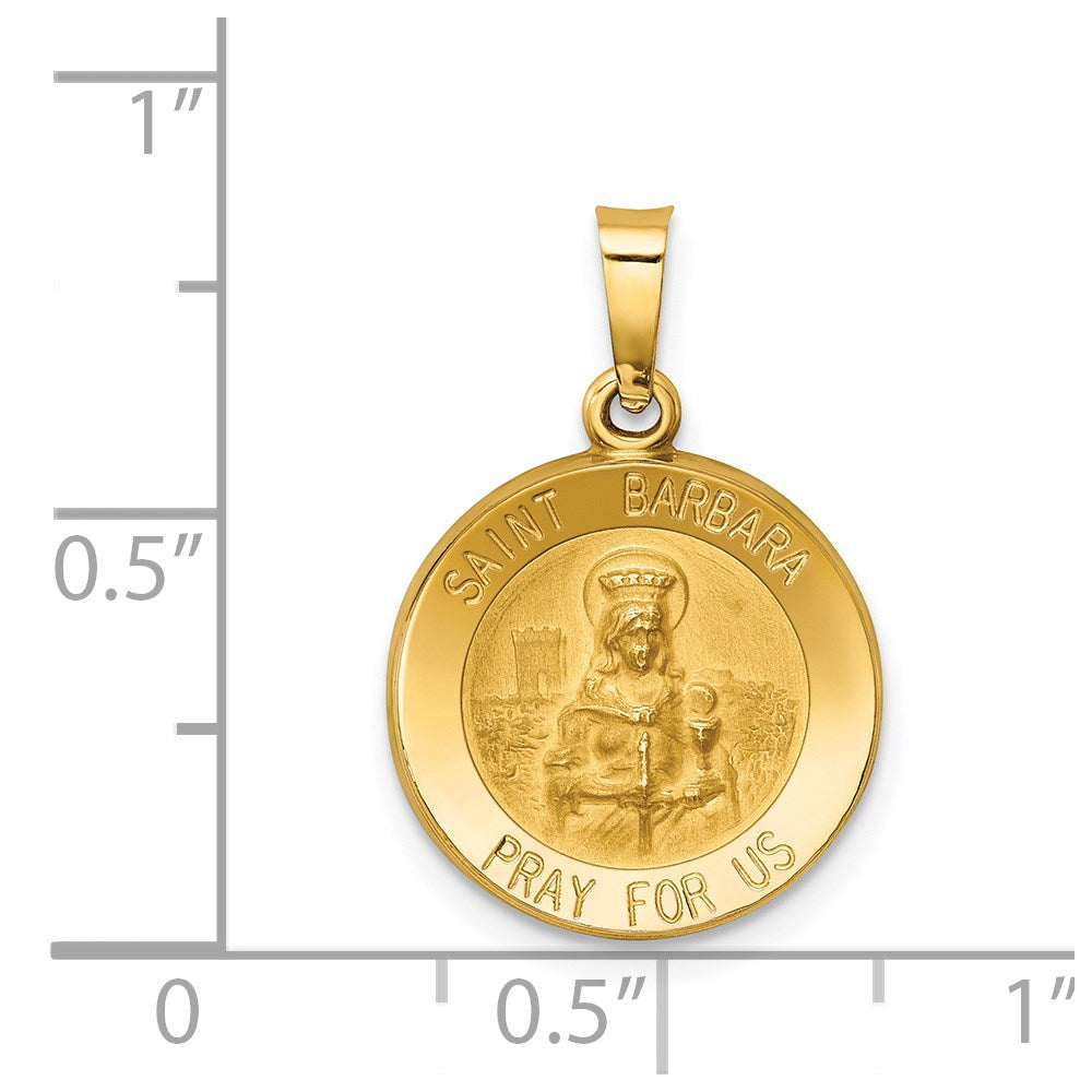 FJC Finejewelers 14 kt Yellow Gold Polished and Satin St. Barbara Medal Hollow Charm 22 x 14 mm