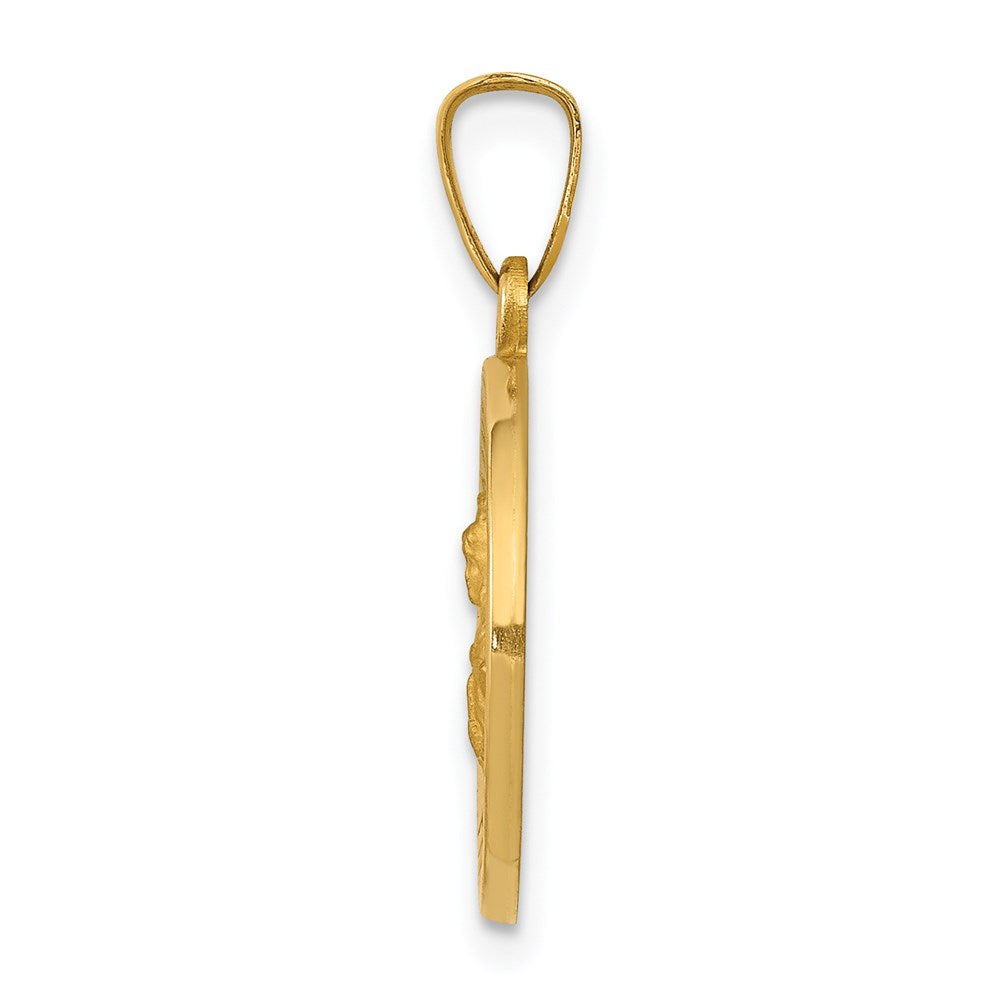 FJC Finejewelers 14 kt Yellow Gold Polished and Satin St. Barbara Medal Hollow Charm 22 x 14 mm