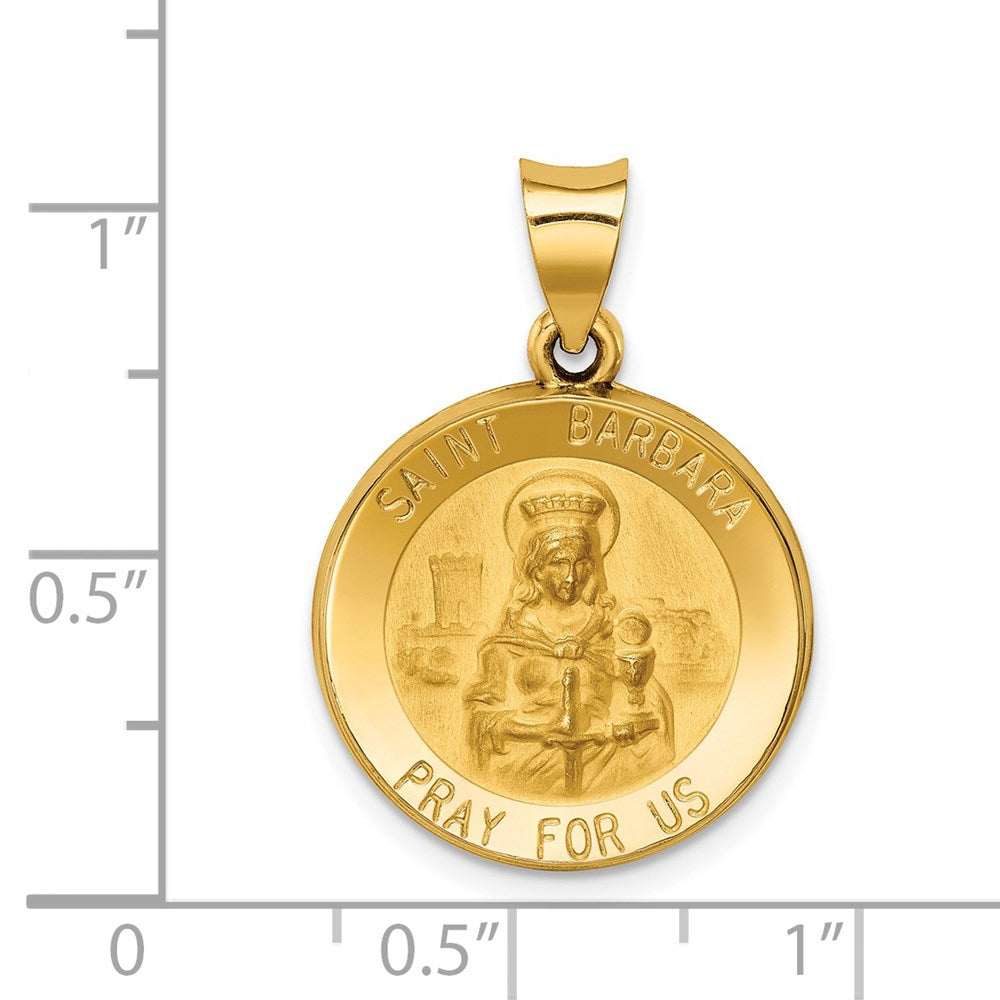FJC Finejewelers 14 kt Yellow Gold Polished and Satin St. Barbara Medal Hollow Charm 26 x 18 mm