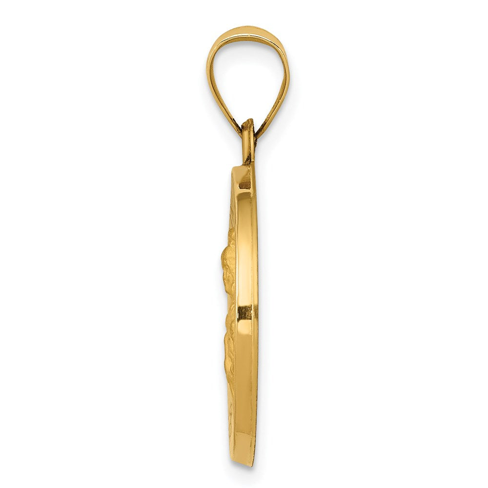 FJC Finejewelers 14 kt Yellow Gold Polished and Satin St. Barbara Medal Hollow Charm 26 x 18 mm