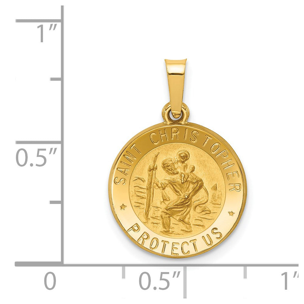 FJC Finejewelers 14 kt Yellow Gold Polished and Satin St. Christopher Medal Hollow Charm 21 x 15 mm
