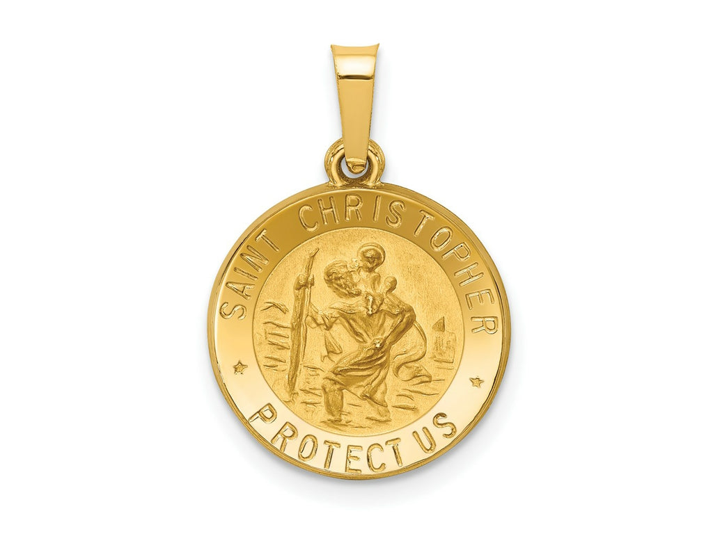 FJC Finejewelers 14 kt Yellow Gold Polished and Satin St. Christopher Medal Hollow Charm 21 x 15 mm
