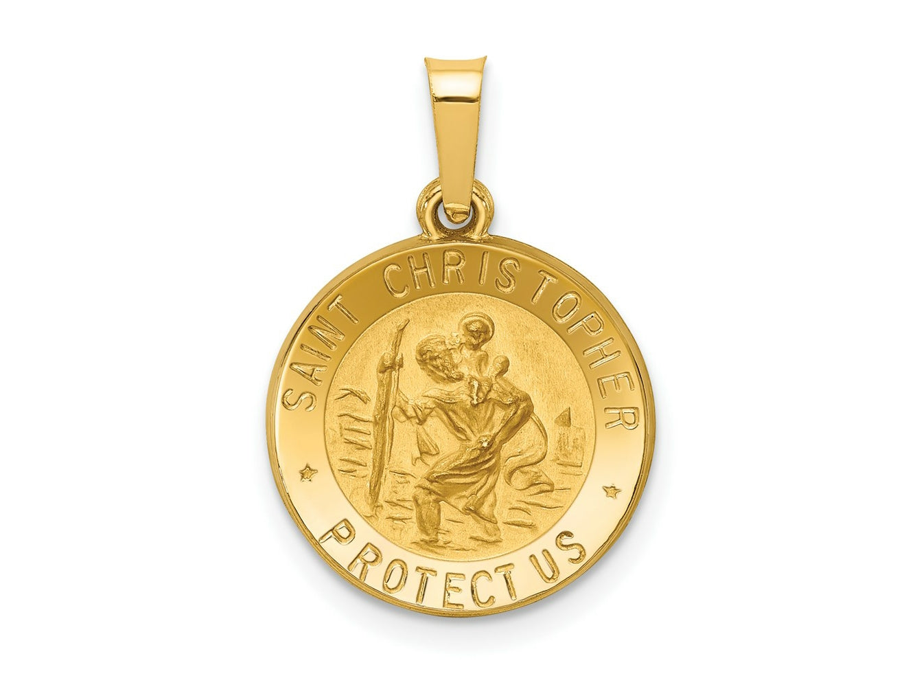 FJC Finejewelers 14 kt Yellow Gold Polished and Satin St. Christopher Medal Hollow Charm 21 x 15 mm