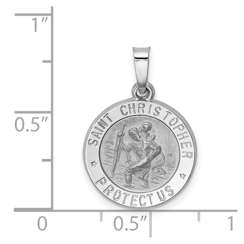 FJC Finejewelers 14 kt White Gold Polished/Satin Saint Christopher Medal Hollow Charm 21 mm x 15 mm