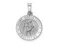FJC Finejewelers 14 kt White Gold Polished/Satin Saint Christopher Medal Hollow Charm 21 mm x 15 mm