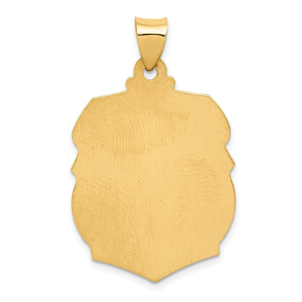 FJC Finejewelers 14 kt Yellow Gold Polished and Satin St. Michael Badge Medal Hollow Charm 28 x 21 mm