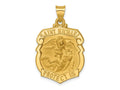 FJC Finejewelers 14 kt Yellow Gold Polished and Satin St. Michael Badge Medal Hollow Charm 28 x 21 mm