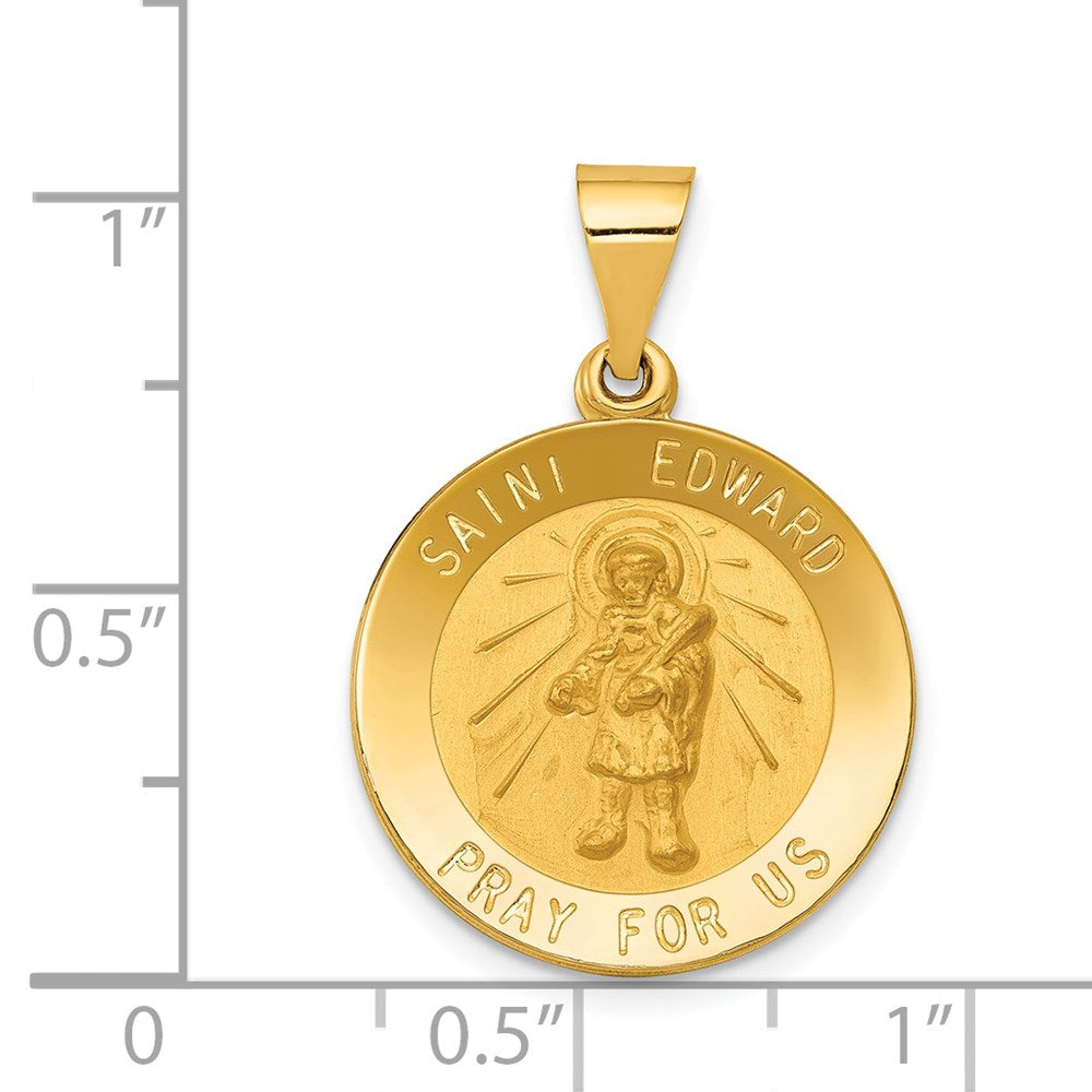 FJC Finejewelers 14 kt Yellow Gold Polished and Satin St Edward Medal Hollow Charm 26 x 18 mm