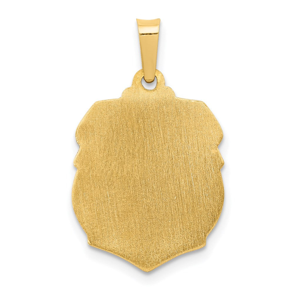 FJC Finejewelers 14 kt Yellow Gold Polished and Satin St Michael Badge Medal Hollow Charm 20 x 14 mm