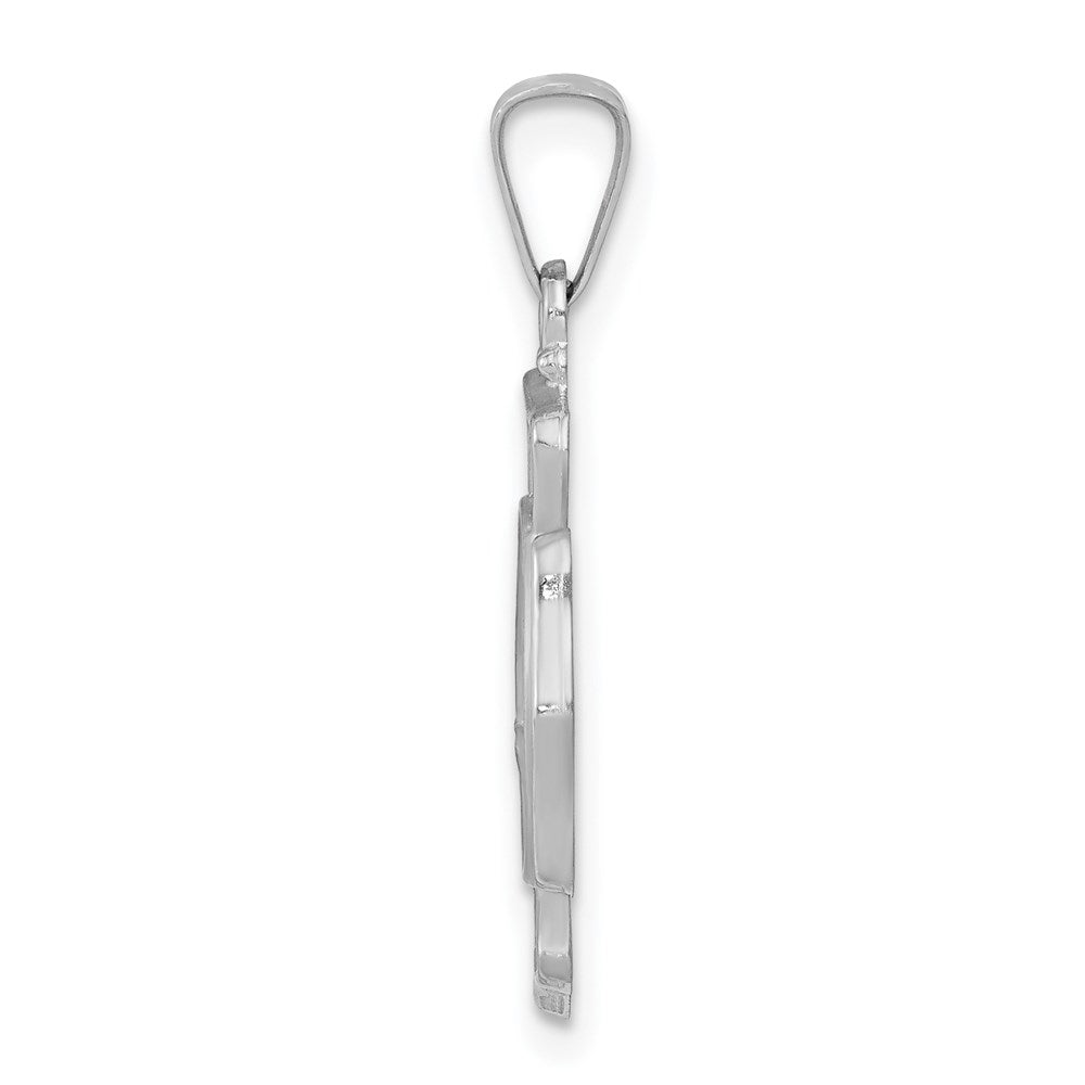 FJC Finejewelers 14 kt White Gold Polished and Satin Saint Florian Badge Charm 24 mm x 17 mm