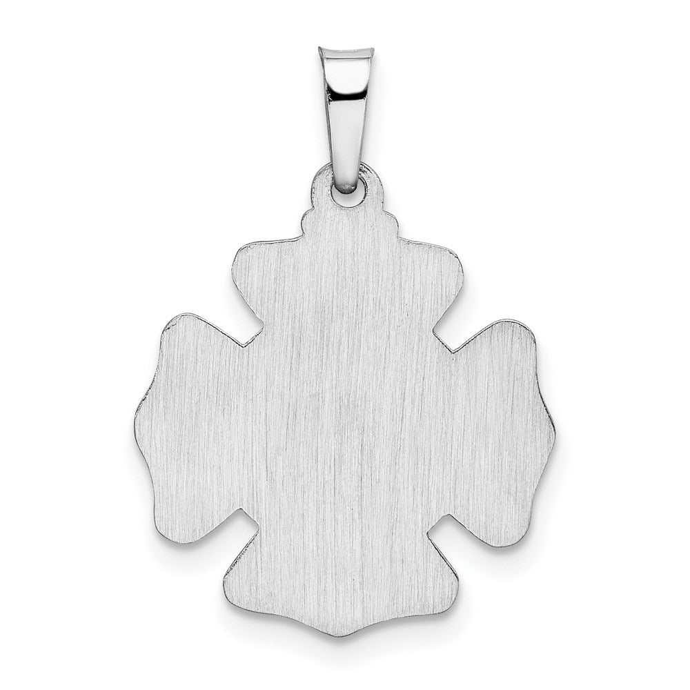 FJC Finejewelers 14 kt White Gold Polished and Satin Saint Florian Badge Charm 24 mm x 17 mm