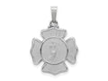 FJC Finejewelers 14 kt White Gold Polished and Satin Saint Florian Badge Charm 24 mm x 17 mm
