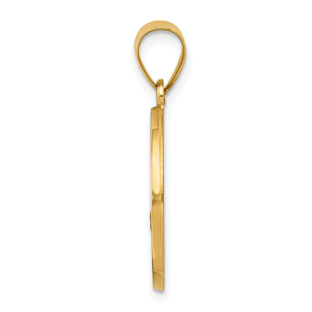 FJC Finejewelers 14 kt Yellow Gold Polished and Satin St Florian Medal Hollow Charm 26 x 18 mm