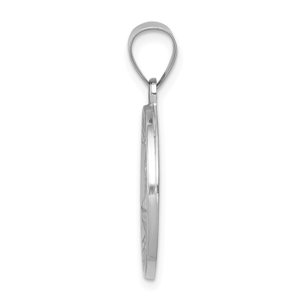 FJC Finejewelers 14 kt White Gold Polished and Satin Saint Florian Medal Hollow Charm 26 mm x 18 mm