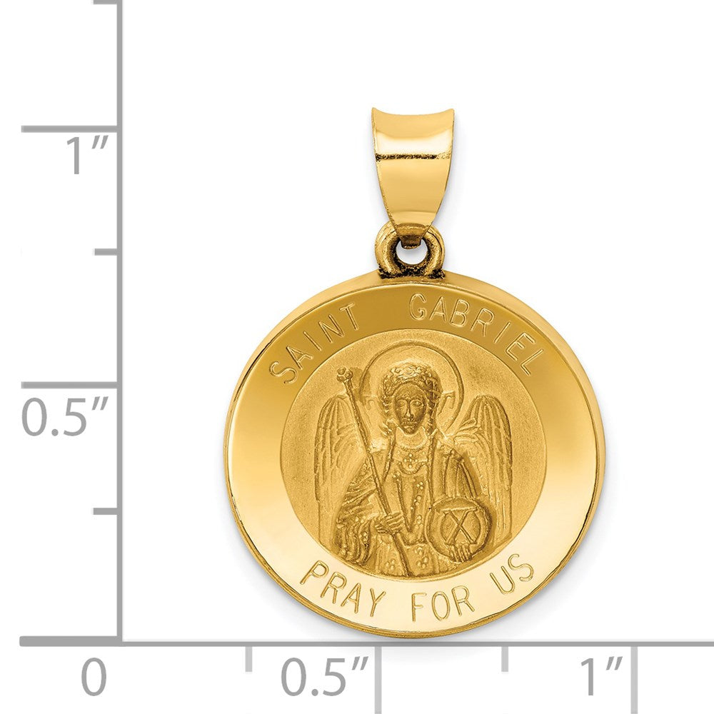 FJC Finejewelers 14 kt Yellow Gold Polished and Satin St Gabriel Medal Hollow Charm 26 x 19 mm