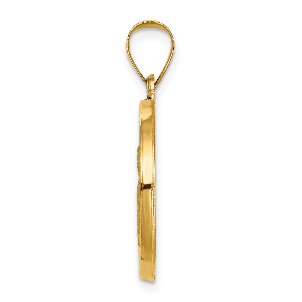 FJC Finejewelers 14 kt Yellow Gold Polished and Satin St Gabriel Medal Hollow Charm 26 x 19 mm