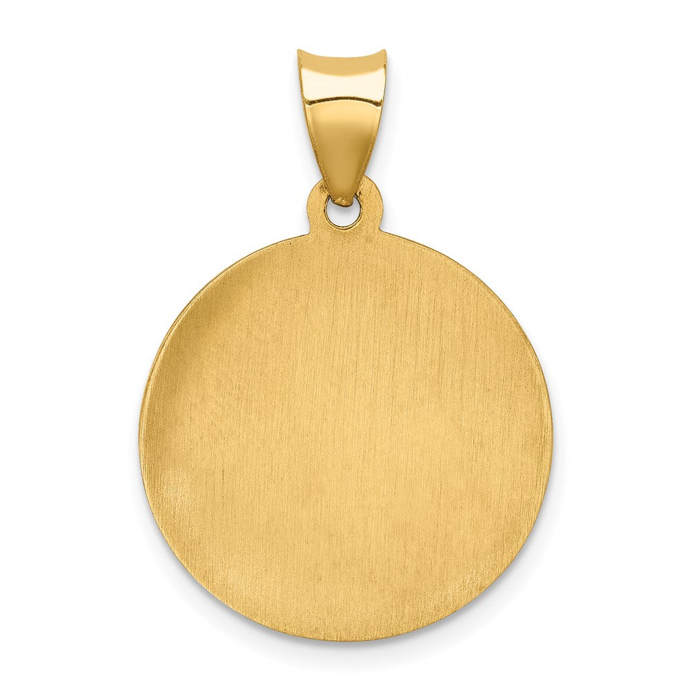 FJC Finejewelers 14 kt Yellow Gold Polished and Satin St Gabriel Medal Hollow Charm 26 x 19 mm