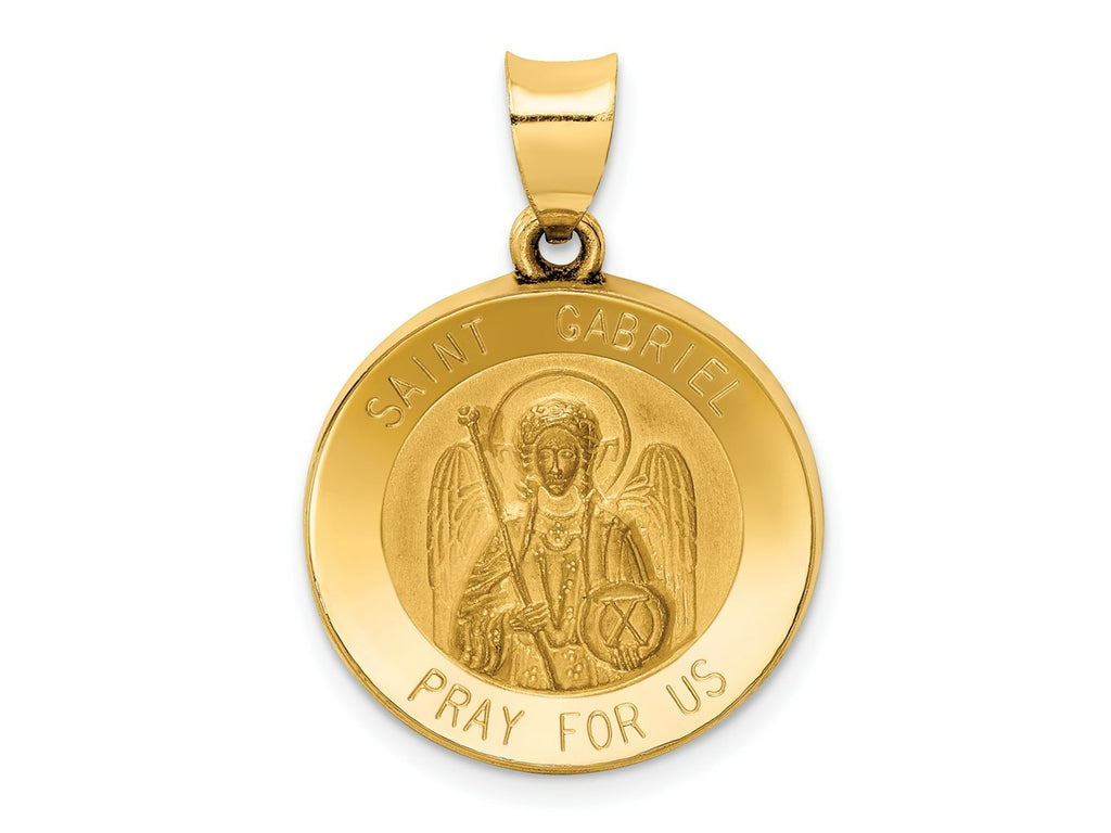 FJC Finejewelers 14 kt Yellow Gold Polished and Satin St Gabriel Medal Hollow Charm 26 x 19 mm