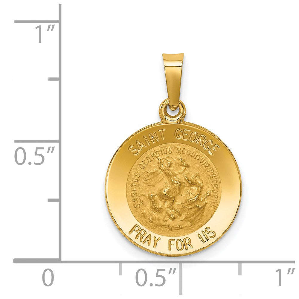 FJC Finejewelers 14 kt Yellow Gold Polished and Satin St George Medal Hollow Charm 22 x 14 mm