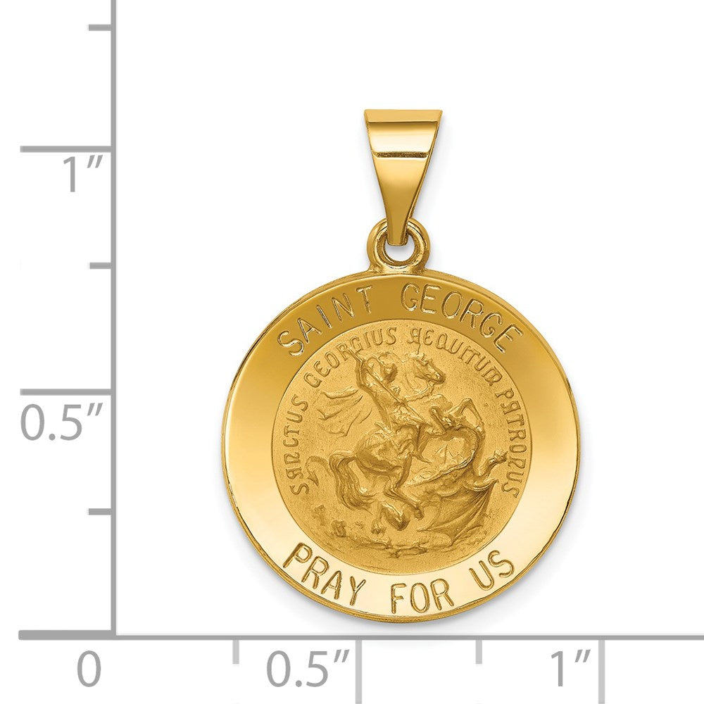 FJC Finejewelers 14 kt Yellow Gold Polished and Satin St George Medal Hollow Charm 27 x 19 mm