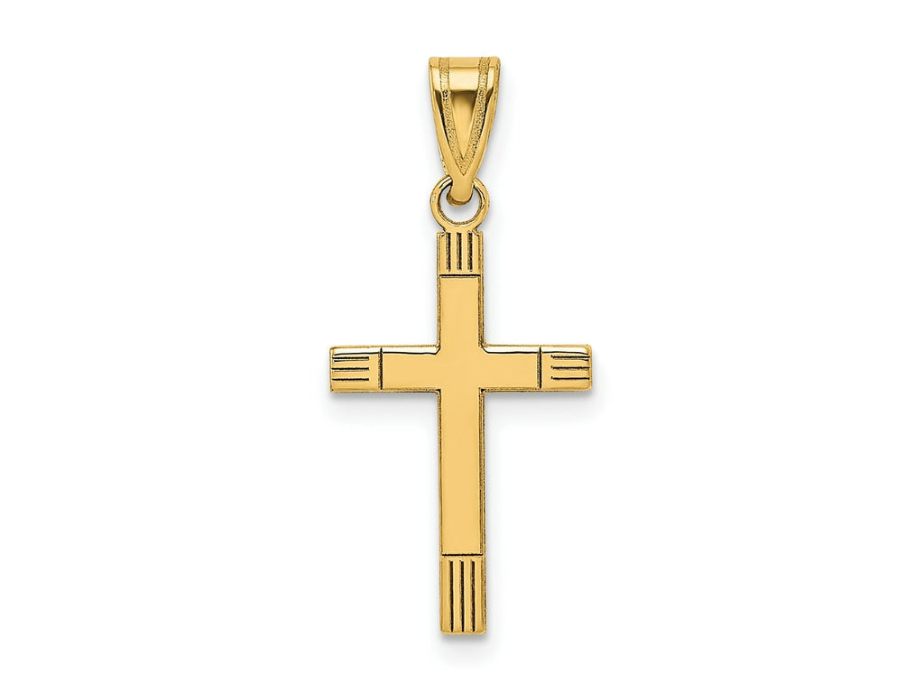 FJC Finejewelers 14 kt Yellow Gold Laser Etched Cross Charm 25 x 12 mm