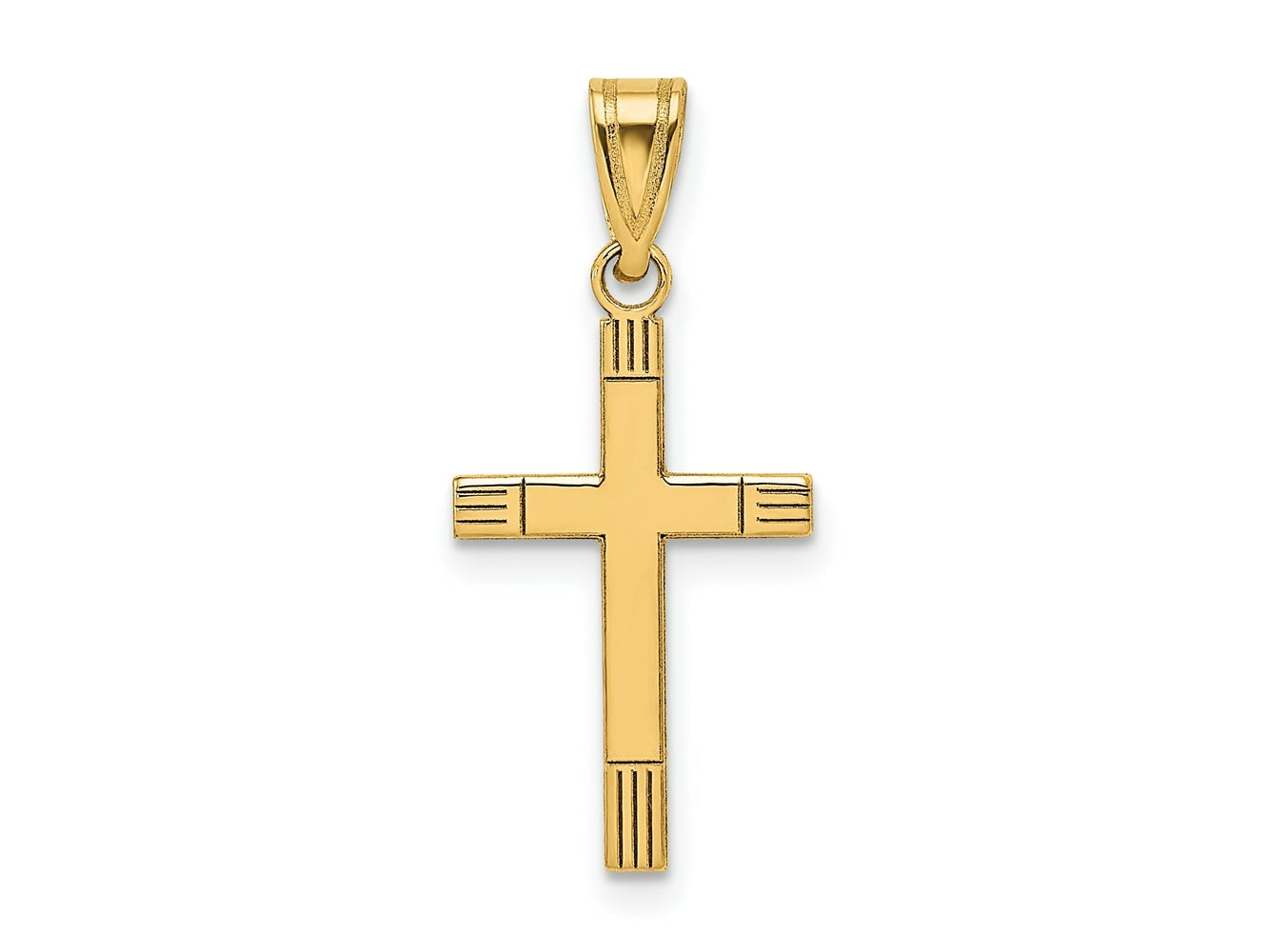 FJC Finejewelers 14 kt Yellow Gold Laser Etched Cross Charm 25 x 12 mm