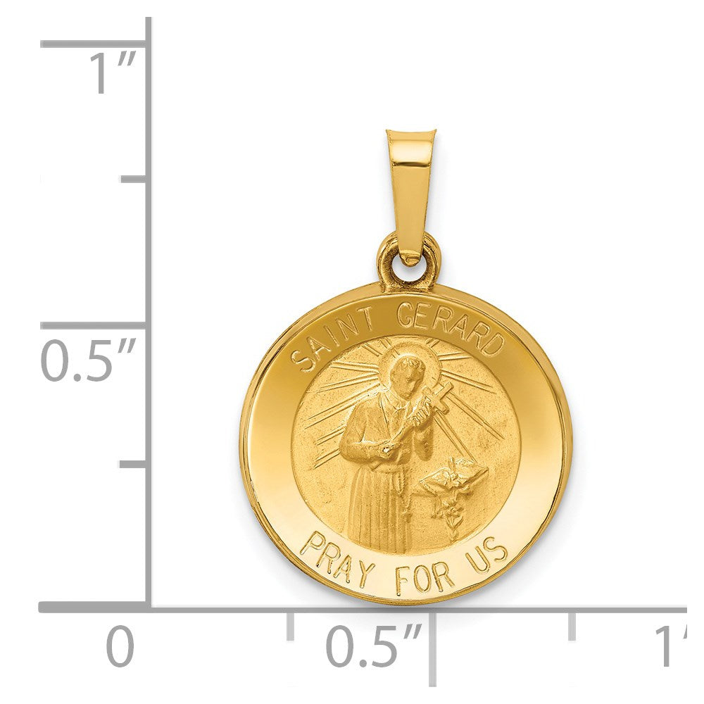 FJC Finejewelers 14 kt Yellow Gold Polished and Satin St Gerard Medal Hollow Charm 22 x 15 mm