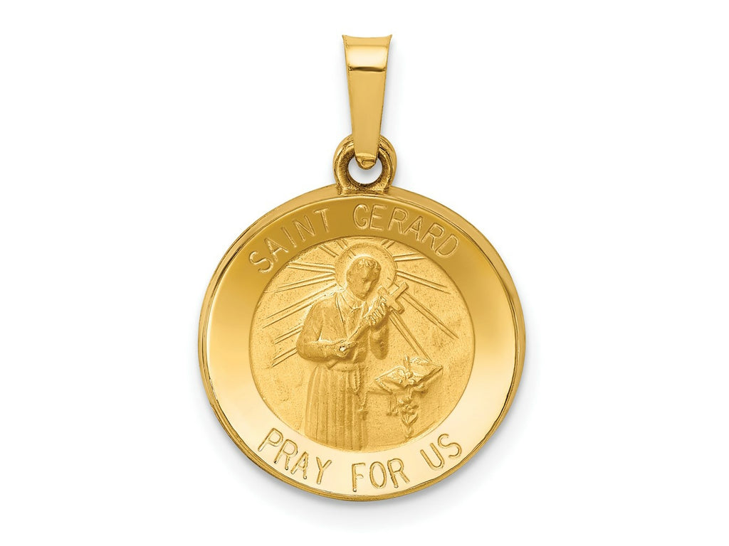 FJC Finejewelers 14 kt Yellow Gold Polished and Satin St Gerard Medal Hollow Charm 22 x 15 mm