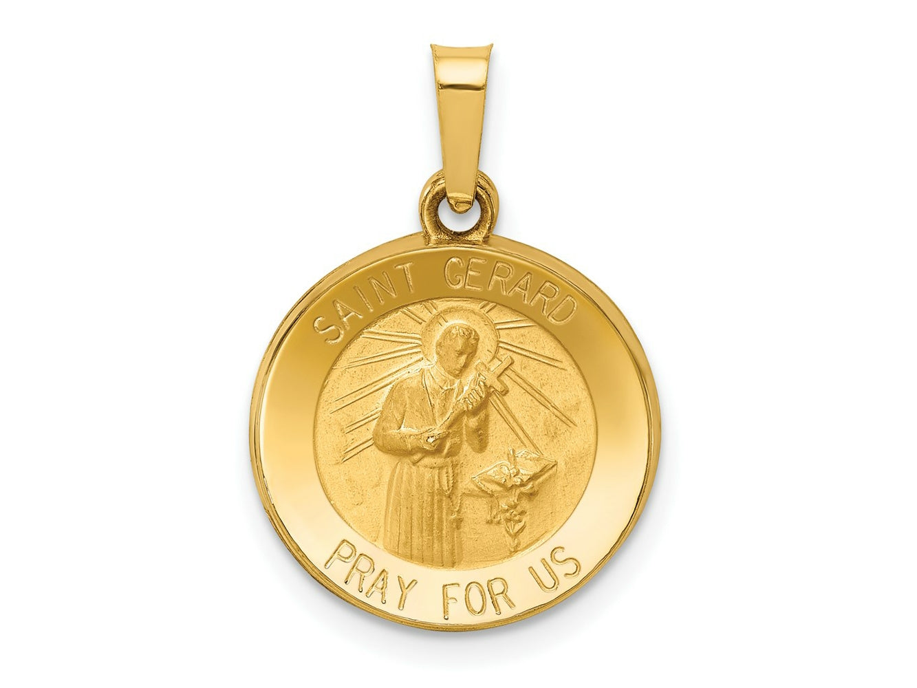 FJC Finejewelers 14 kt Yellow Gold Polished and Satin St Gerard Medal Hollow Charm 22 x 15 mm