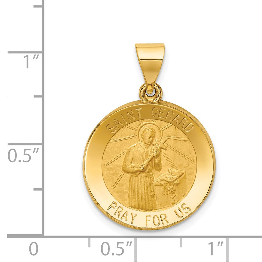 FJC Finejewelers 14 kt Yellow Gold Polished and Satin St Gerard Medal Hollow Charm 26 x 18 mm