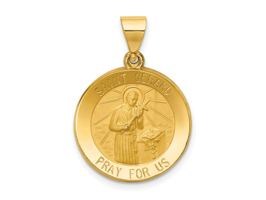 FJC Finejewelers 14 kt Yellow Gold Polished and Satin St Gerard Medal Hollow Charm 26 x 18 mm