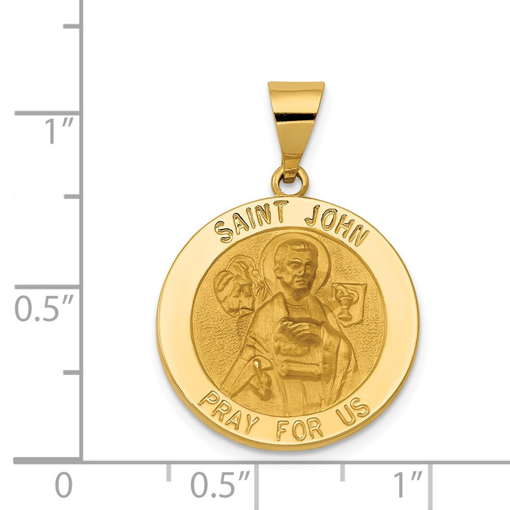FJC Finejewelers 14 kt Yellow Gold Polished and Satin St John Medal Hollow Charm 27 x 19 mm