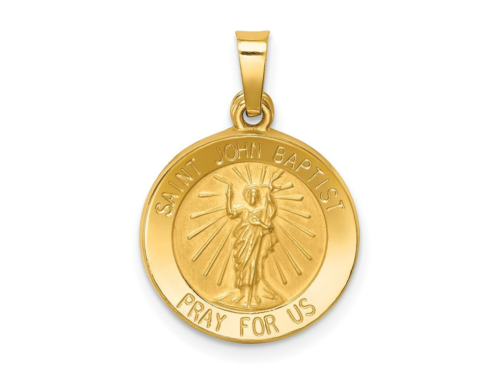 FJC Finejewelers 14 kt Yellow Gold Polished and Satin St John Baptist Medal Hollow Charm 21 x 15 mm