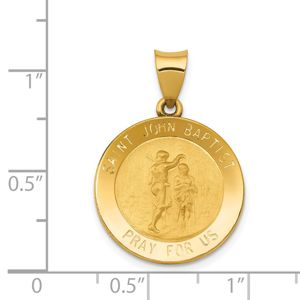 FJC Finejewelers 14 kt Yellow Gold Polished and Satin St John Baptist Medal Hollow Charm 27 x 19 mm