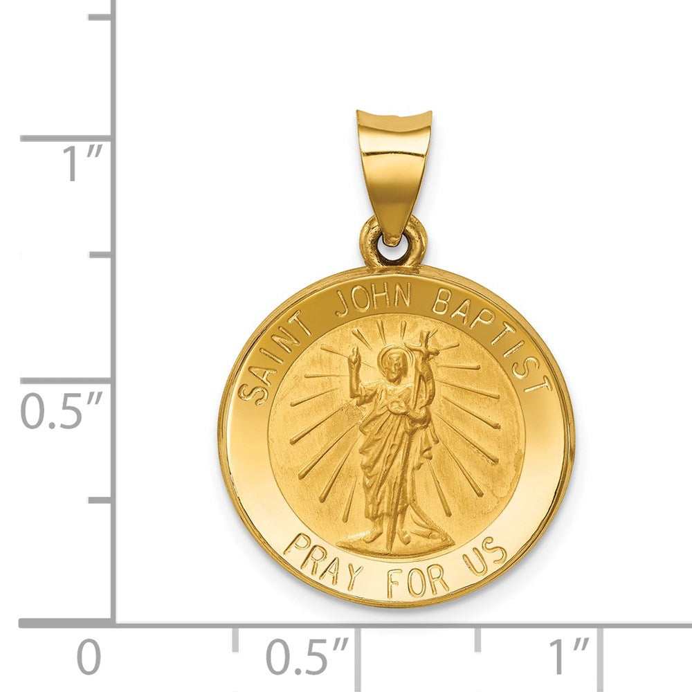 FJC Finejewelers 14 kt Yellow Gold Polished and Satin St John Baptist Medal Hollow Charm 27 x 19 mm