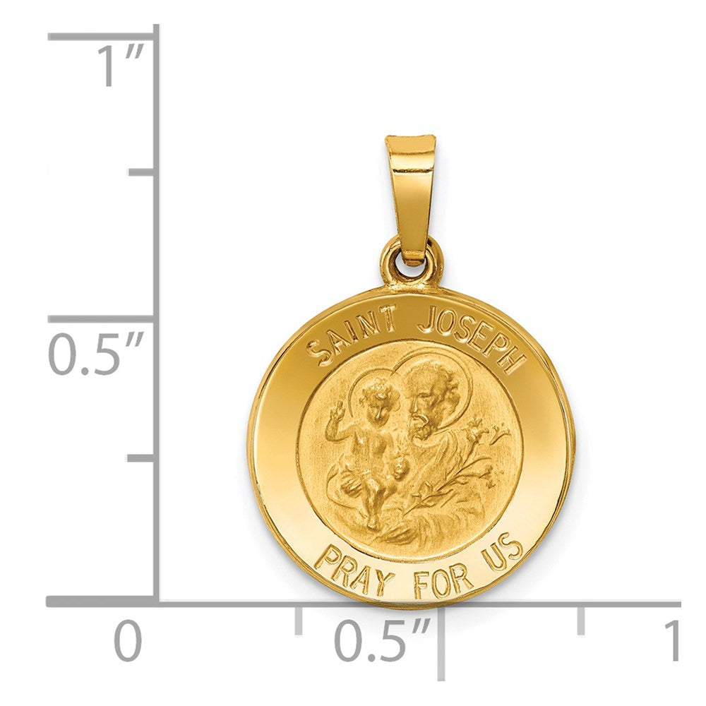 FJC Finejewelers 14 kt Yellow Gold Polished and Satin St Joseph Medal Hollow Charm 21 x 15 mm