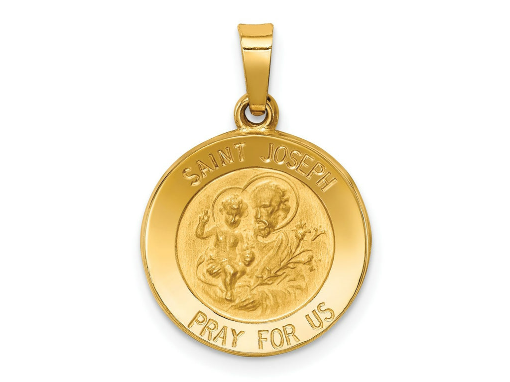 FJC Finejewelers 14 kt Yellow Gold Polished and Satin St Joseph Medal Hollow Charm 21 x 15 mm