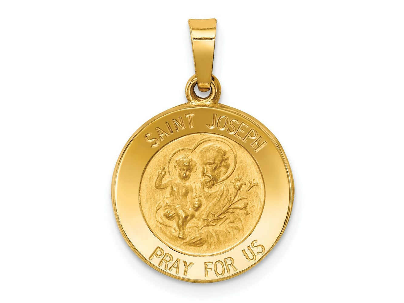 FJC Finejewelers 14 kt Yellow Gold Polished and Satin St Joseph Medal Hollow Charm 21 x 15 mm