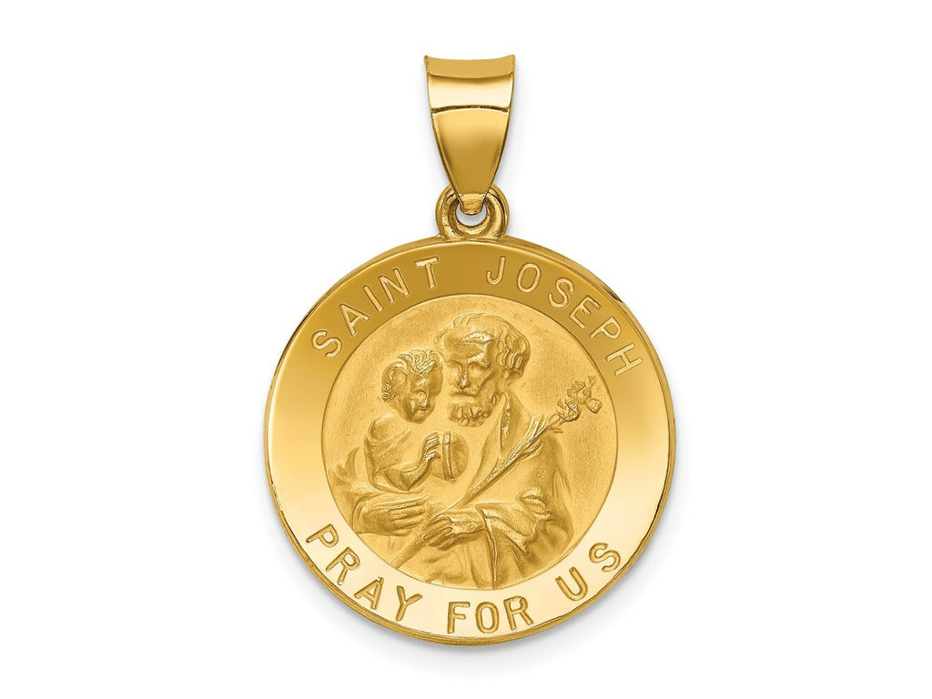 FJC Finejewelers 14 kt Yellow Gold Polished and Satin St Joseph Medal Hollow Charm 27 x 18 mm