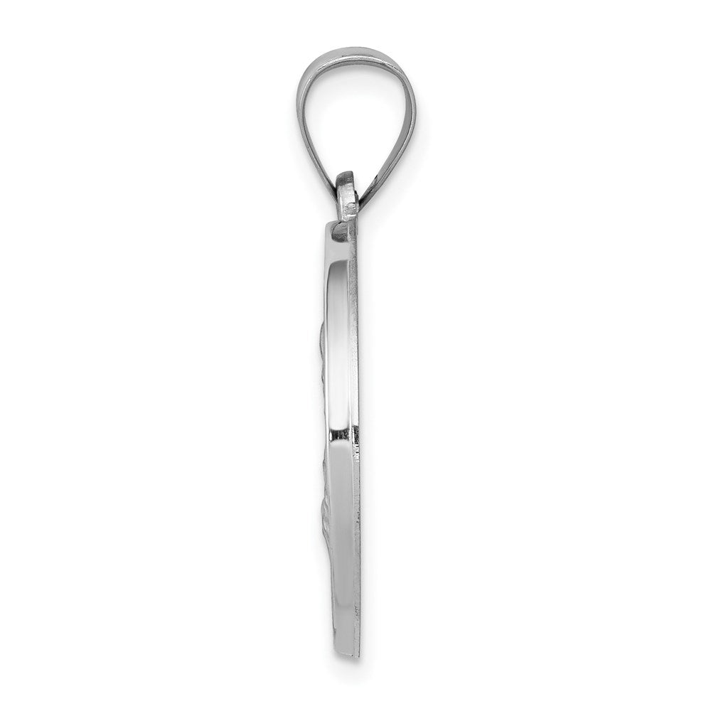 FJC Finejewelers 14 kt White Gold Polished and Satin Saint Joseph Medal Hollow Charm 27 mm x 18 mm